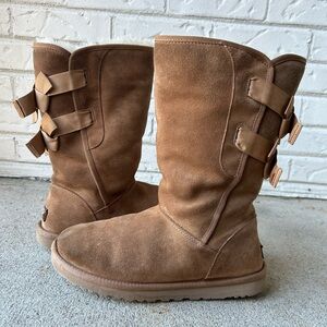 UGG Chestnut Suede Boots with Logo Detail